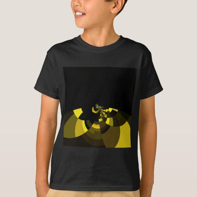 Opulent Vector Motif Jet Black and Gold Art Print  T-Shirt (Front)