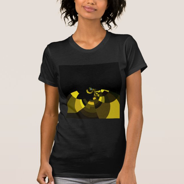Opulent Vector Motif Jet Black and Gold Art Print  T-Shirt (Front)