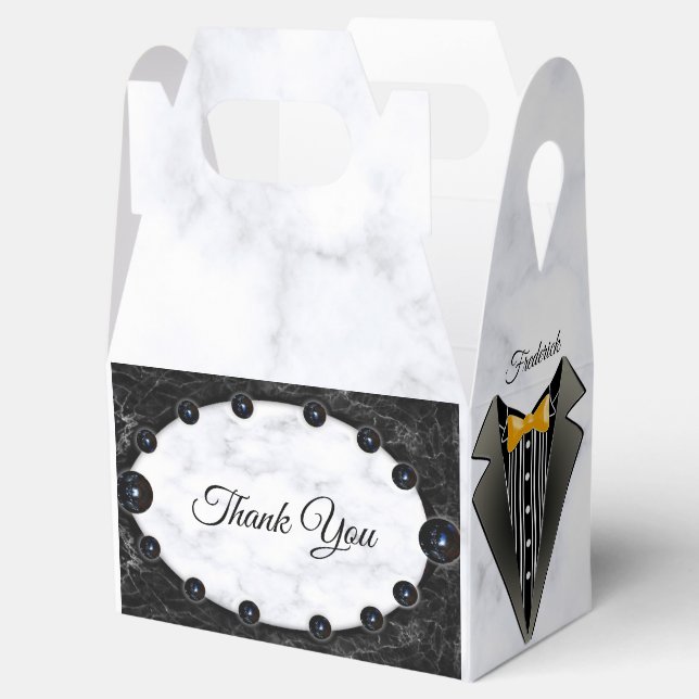 Opulent  White & Black Marble Spheres Favor Boxes (Opened)