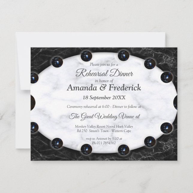 Opulent  White & Black Marble Spheres Invitation (Front)