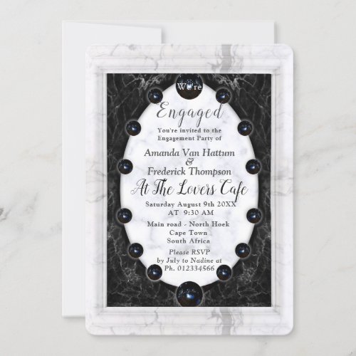 Opulent  White  Black Marble  Spheres Invitation