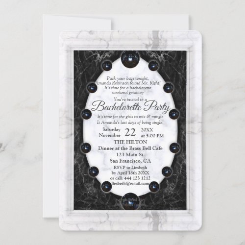 Opulent  White  Black Marble Spheres Invitation