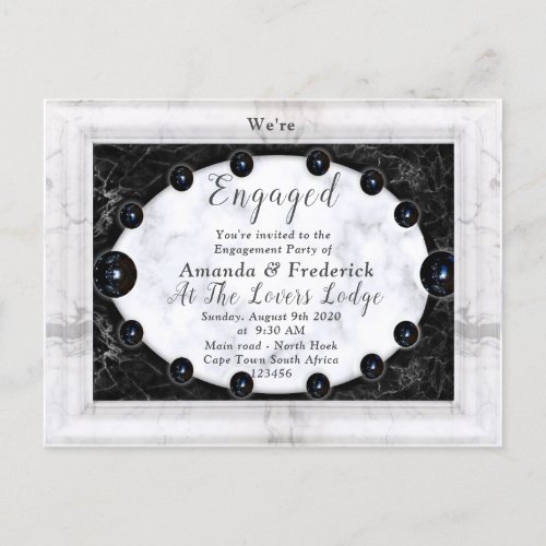 Opulent  White  Black Marble  Spheres Invitation Postcard