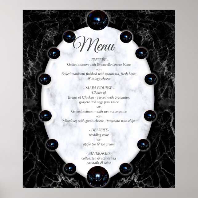 Opulent  White & Black Marble Spheres Poster (Front)