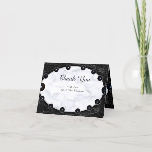 Opulent  White  Black Marble Spheres Thank You Card