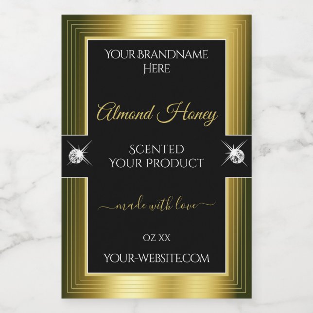 Opulently Black Gold Shiny Brilliant Product Label (Single Label)