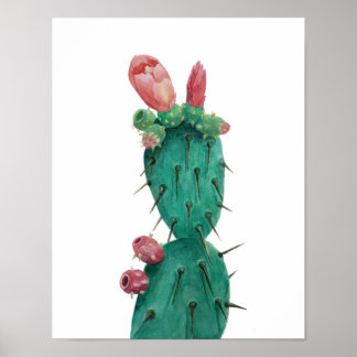 Opuntia in watercolors poster
