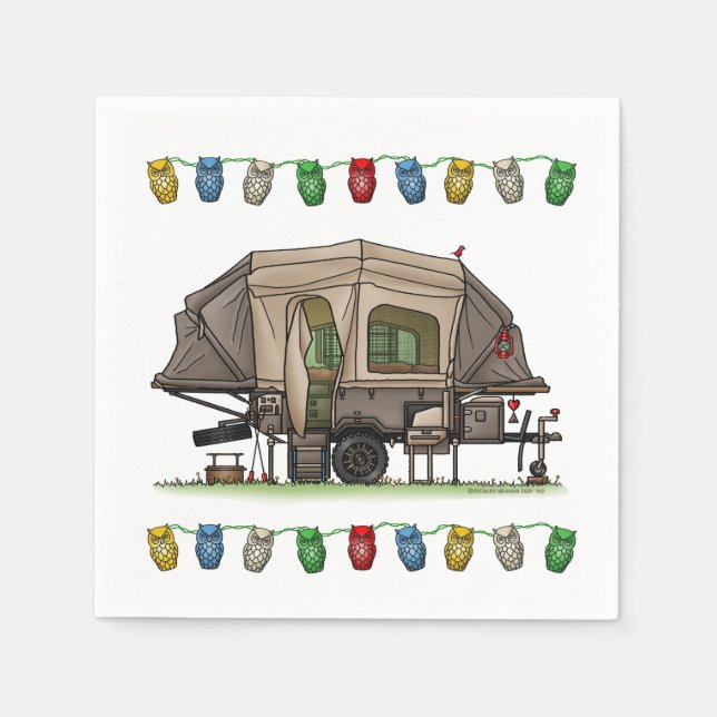 Opus 4 Pop Up Camper RV happy camper Napkins (Front)