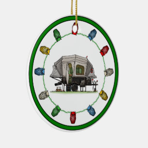 Opus 4 Pop Up RV Camper happy camper Ceramic Ceram Ceramic Ornament