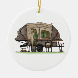 Opus 4 Pop Up RV happy camper Ceramic Ornament