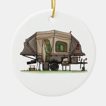 Opus 4 Pop Up Rv Happy Camper Ceramic Ornament by art1st at Zazzle