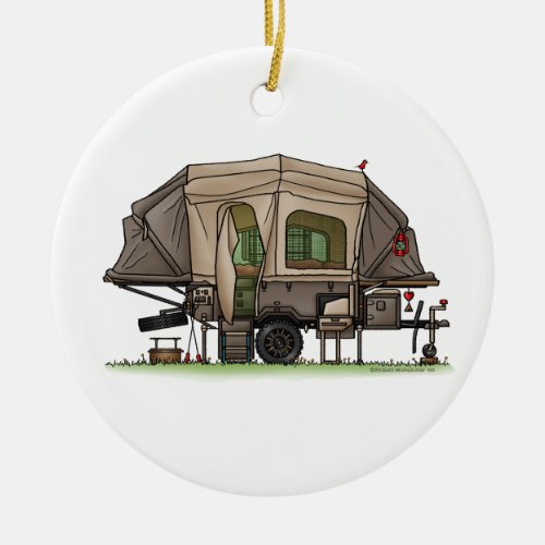 Opus 4 Pop Up RV happy camper Ceramic Ornament