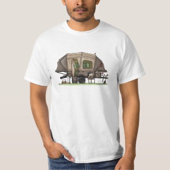 Opus 4 Pop Up Rv Happy Camper Ceramic Ornament T-shirt by art1st at Zazzle
