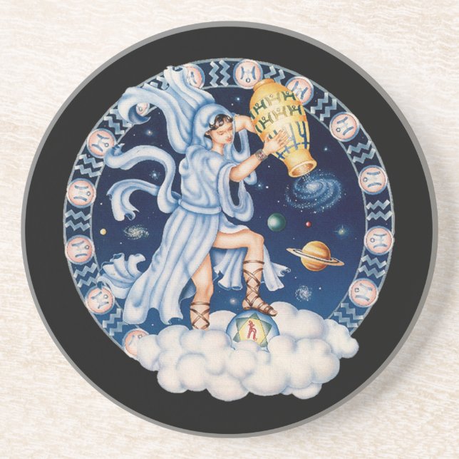 OPUS CHANGEABLE Zodiac Aquarius Drink Coaster (Front)