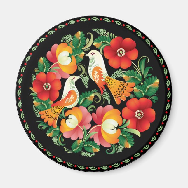 OPUS Hungarian Flower and Bird Magnet (Front)