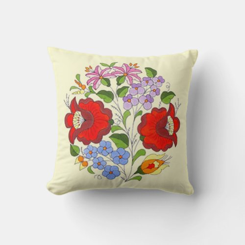 OPUS Hungarian Flower Embroidery Throw Pillow