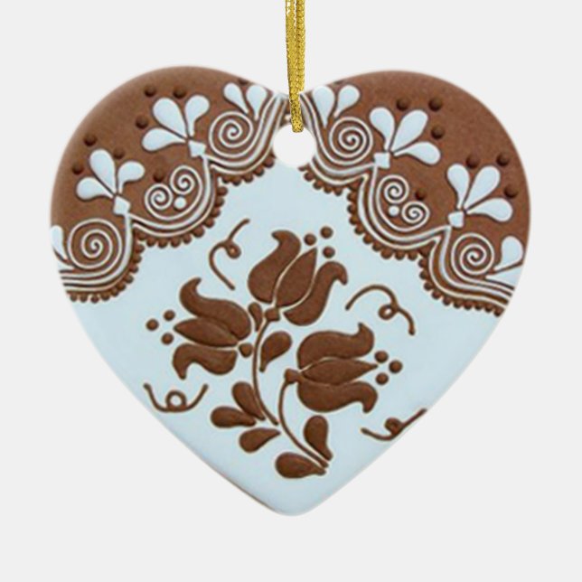 OPUS Hungarian Gingerbread Heart TBA Ceramic Ornament (Front)