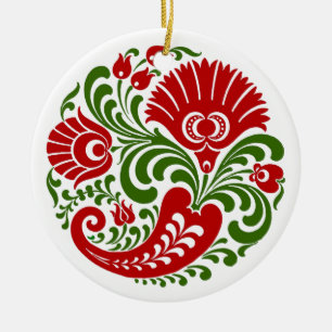 OPUS Hungarian Paprika Flower Embroidery Ceramic Ornament
