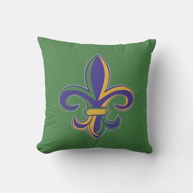 OPUS Mardi Gras Fleur De Lis Throw Pillow (Front)