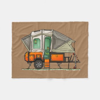 Opus Pop Up Camper Rv Happy Camper Fleece Blanket by art1st at Zazzle