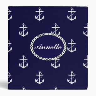 Opus Posh Anchor Nautical Custom 3 Ring Binder