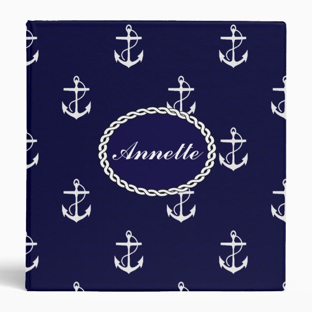 Opus Posh Anchor Nautical Custom 3 Ring Binder (Front)