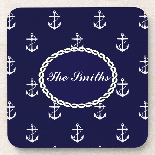 Opus Posh Anchor Nautical Custom Beverage Coaster (Front)