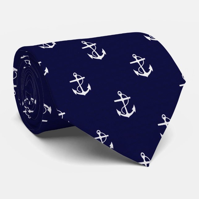 Opus Posh Anchor Nautical Custom Neck Tie (Rolled)