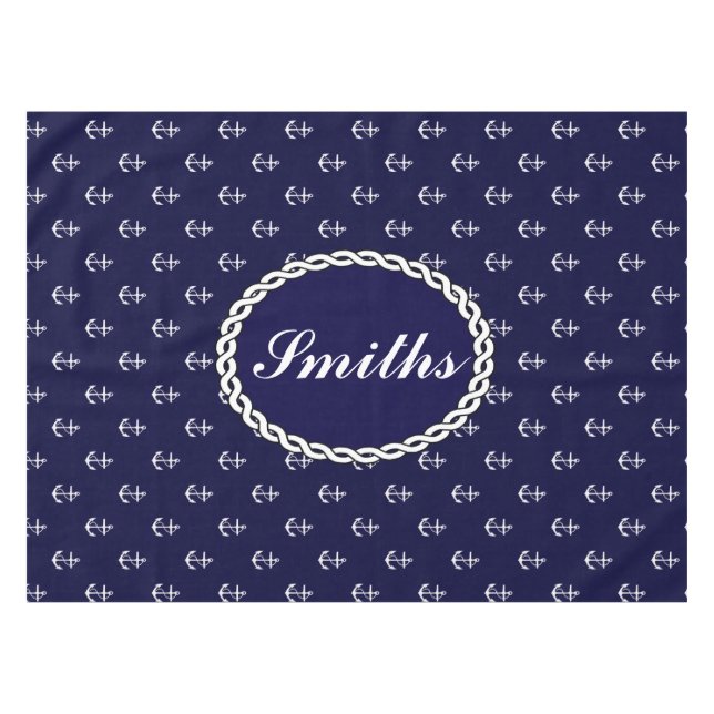 Opus Posh Anchor Nautical Custom Tablecloth (Front (Horizontal))