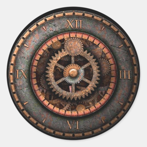 Opus Posh Steampunk Gears Classic Round Sticker