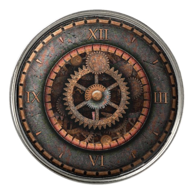 Opus Posh Steampunk Gears Golf Ball Marker (Front)