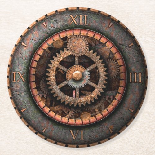 Opus Posh Steampunk Gears Round Paper Coaster