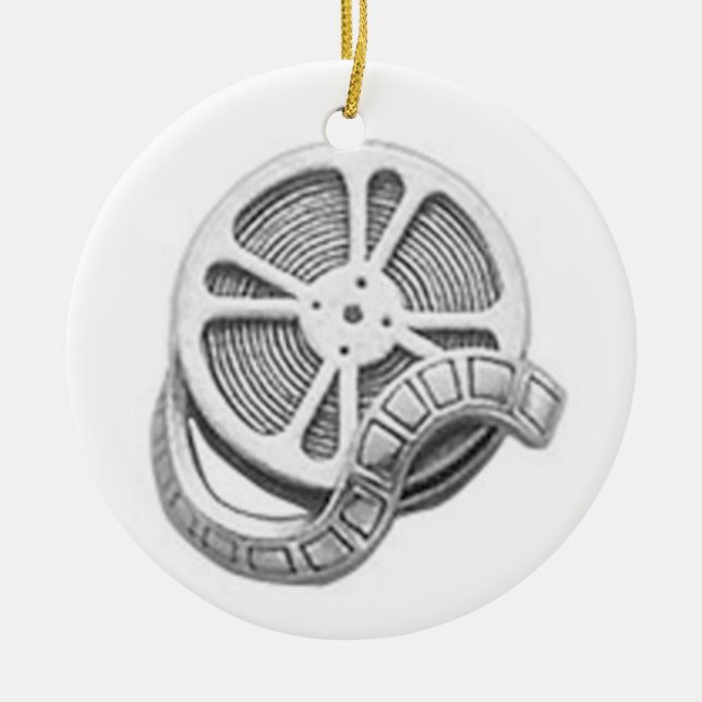 OPUS Silver Film Reel Ceramic Ornament (Front)