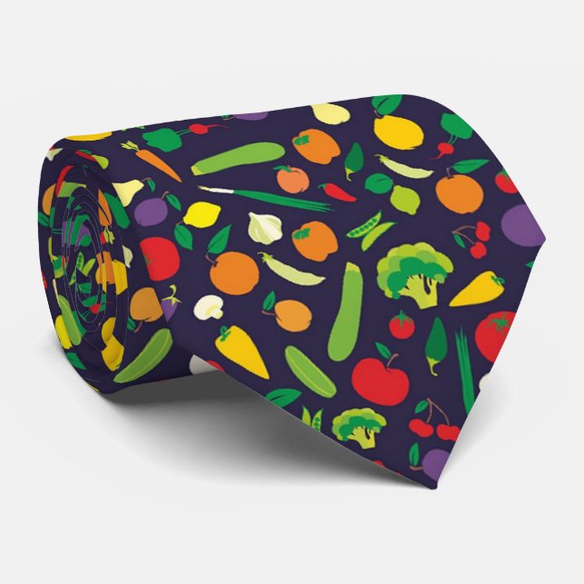 OPUS Vegetables and Fruits Neck Tie (Rolled)