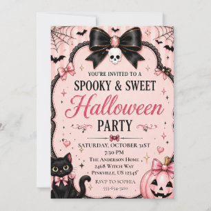 oquette Pink Halloween Party Invitation