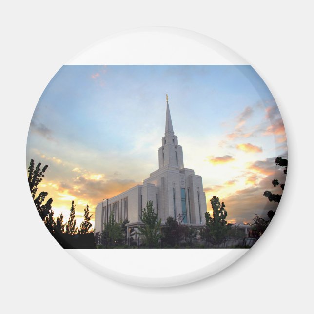 Oquirrh Mountain LDS Utah Temple sunset Magnet (Front)