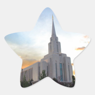 Oquirrh Mountain LDS Utah Temple sunset Star Sticker