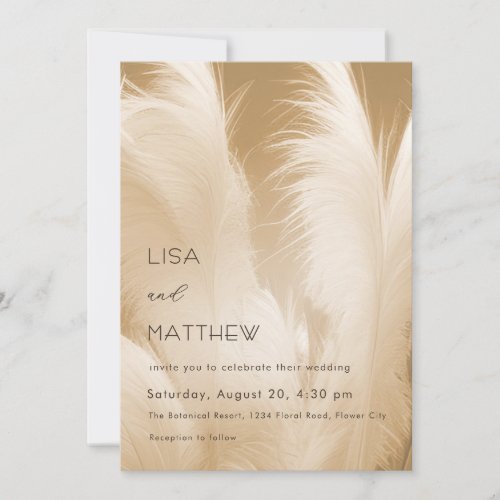 OR Code | Blush Beige Pampas Grass Photo Invitation