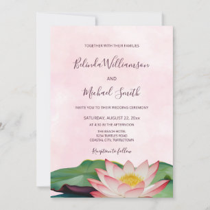OR Code Lotus Flower Wedding Invitation