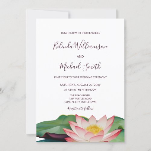 OR Code  Lotus Flower Wedding Invitation