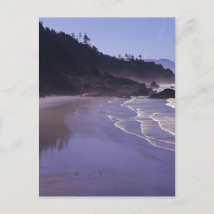 OR, Ecola SP, Indian Beach with morning fog Postcard