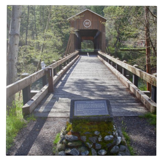 OR, Jackson County, McKee Covered Bridge Ceramic Tile (Front)