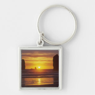 OR, Oregon Coast, Cannon Beach, seastacks at 2 Keychain