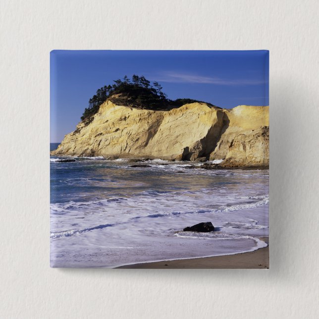 OR, Oregon Coast, Cape Kiwanda SP, Cape 2 Pinback Button (Front)