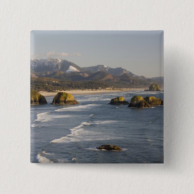 OR, Oregon Coast, Ecola State Park, view of 2 Button (Front)