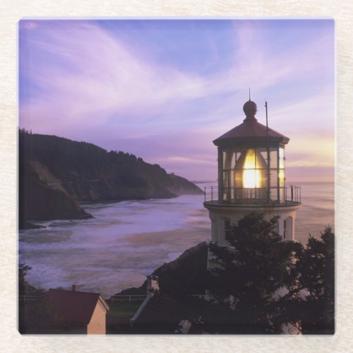 OR Oregon Coast Heceta Head Lighthouse on Glass Coaster