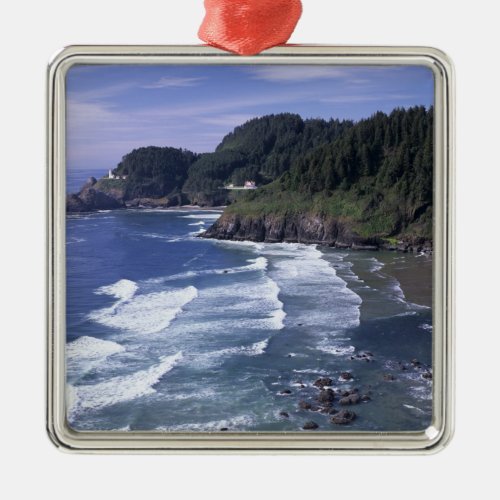 OR Oregon Coast Heceta Head Lighthouse on Metal Ornament