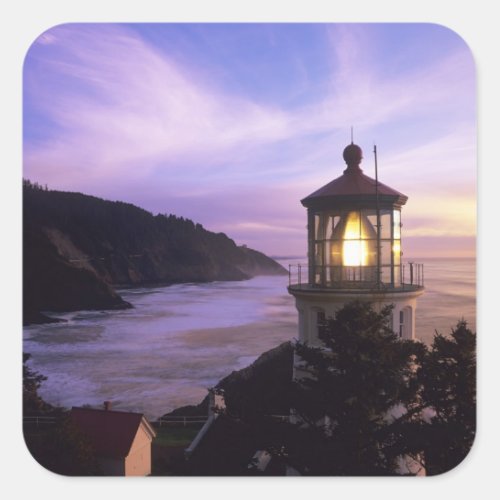 OR Oregon Coast Heceta Head Lighthouse on Square Sticker