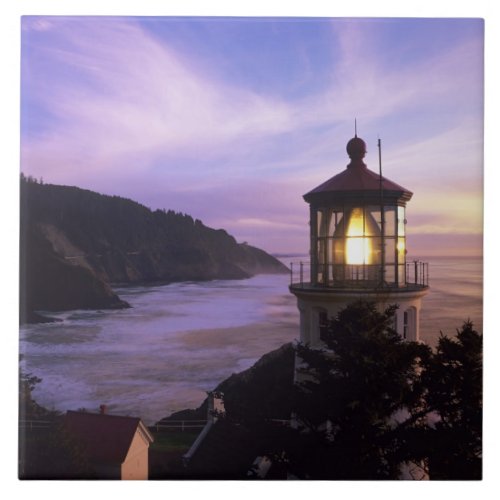 OR Oregon Coast Heceta Head Lighthouse on Tile