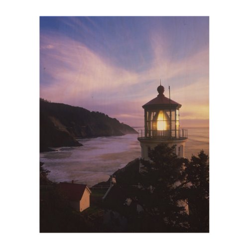 OR Oregon Coast Heceta Head Lighthouse on Wood Wall Decor